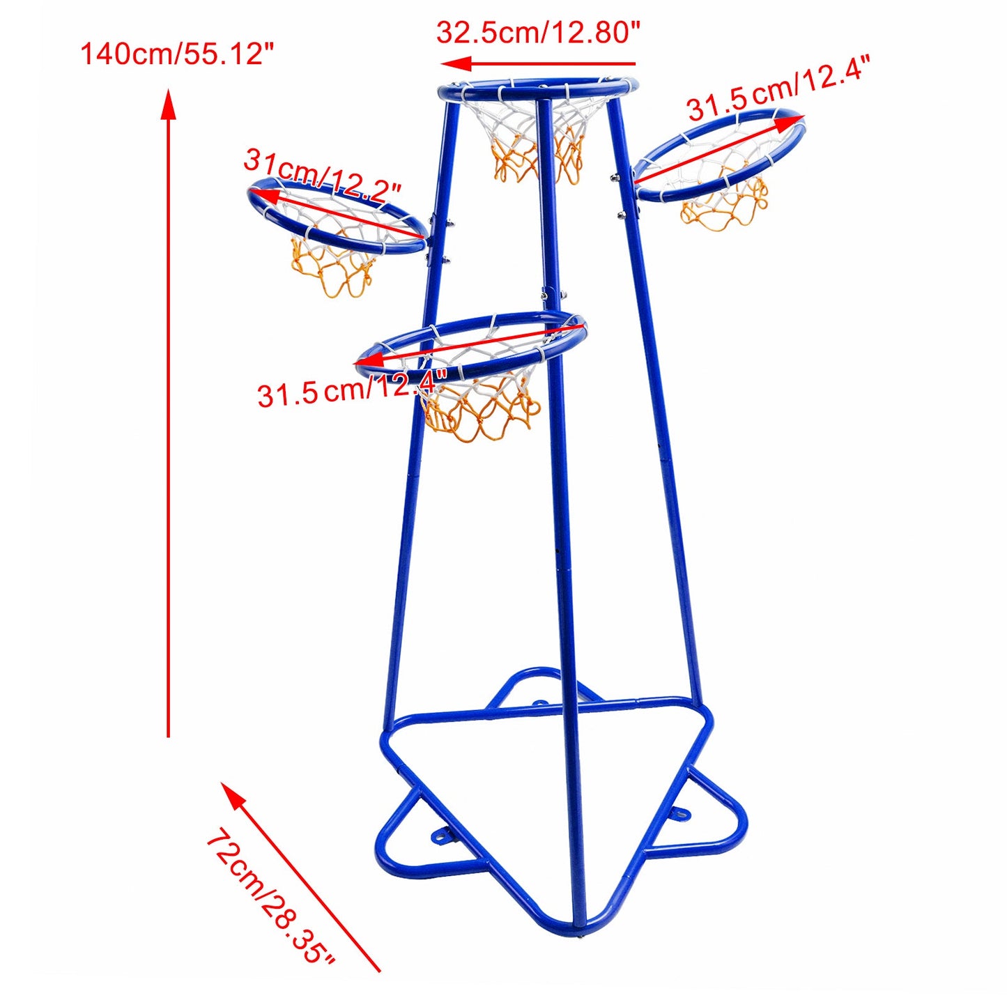 Early Learning 4 Hoop Kid Basketball Hoop Indoor/Outdoor Preschool Hoop Set Blue
