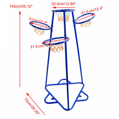 Early Learning 4 Hoop Kid Basketball Hoop Indoor/Outdoor Preschool Hoop Set Blue
