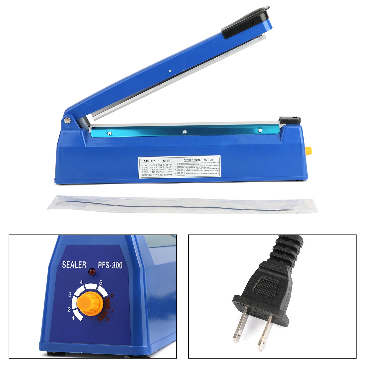 Economic 12 inchImpulse Heat Sealer 300mm Plastic Poly Bag Hand Sealing Machine UE