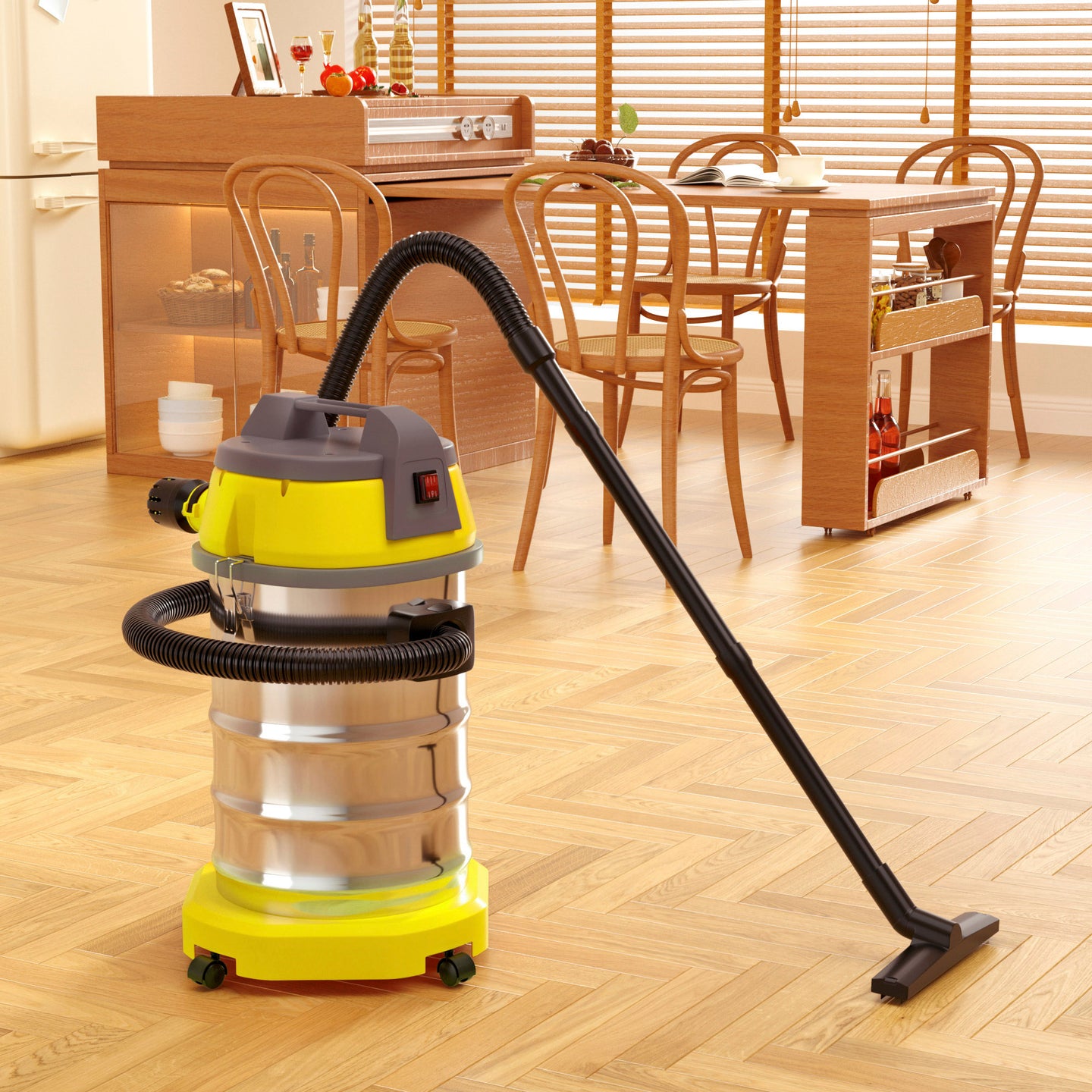 10 Gallon Wet/Dry Shop Vacuum, 8.0 HP Peak Stainless Steel Blower Vac with HEPA Filter for Garage & Workshop