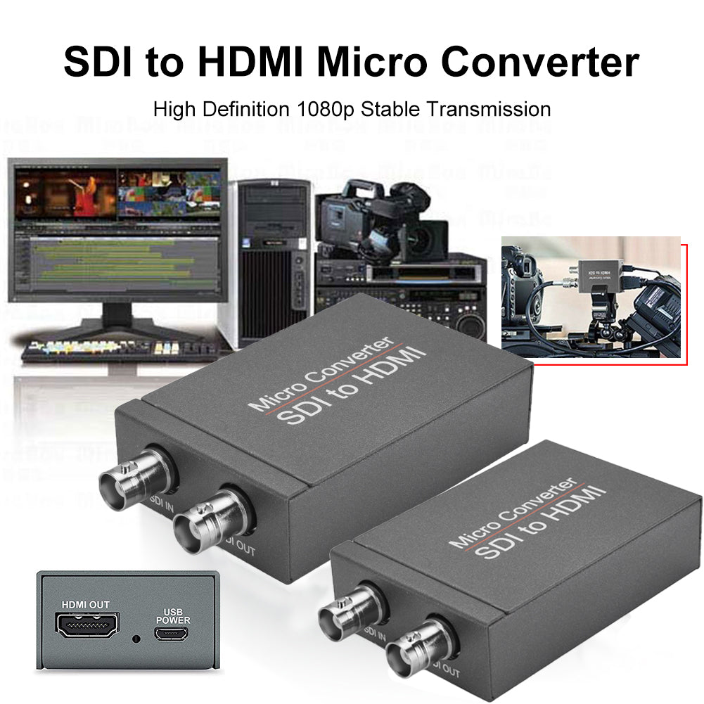 2PCS 1 SDI In to 2 HDMI + SDI Out Mini HD Video Micro Converter Audio Switcher
