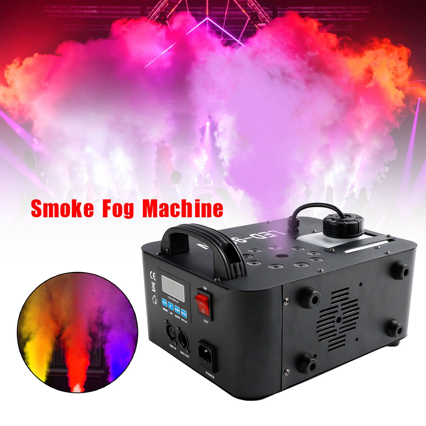 900W RGB LED Light Smoke Fog Machine Stage Fogger DJ Spray Smoke Effect