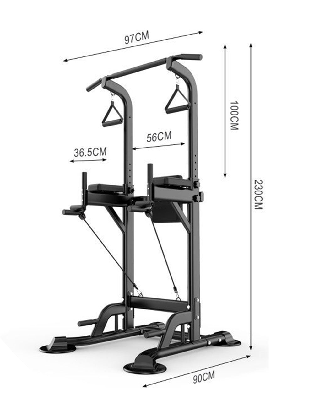 Pull-Up & Squat Bar Power Tower Dip Stands Home Gym Strength
