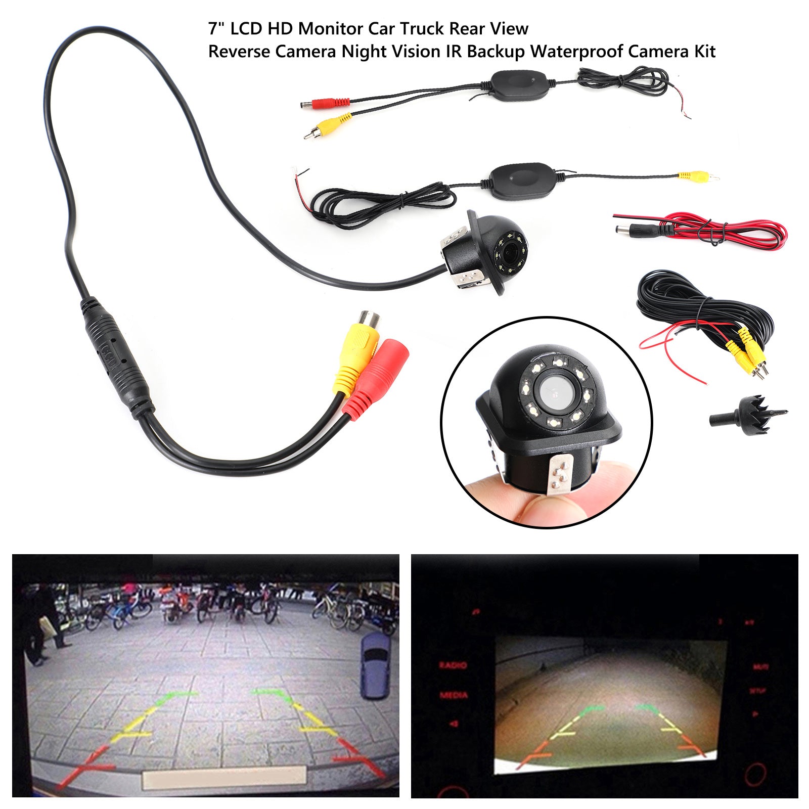 170° HD CMOS Car Wireless Rear View Backup Reverse Camera Night Vision 8 LED