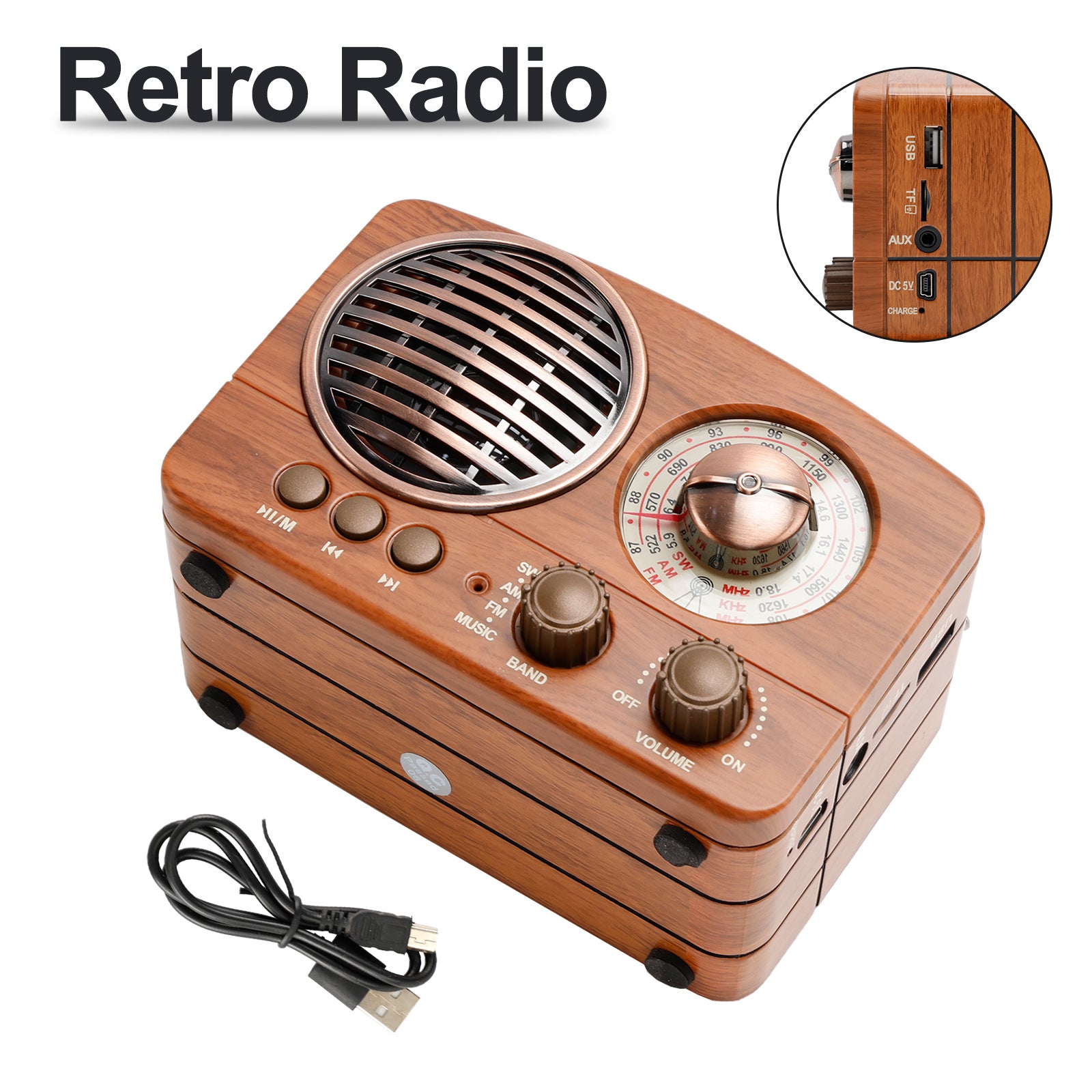 Retro Bluetooth Speaker – Vintage Style Mini Radio with Multifunction Music Player for Home & Travel