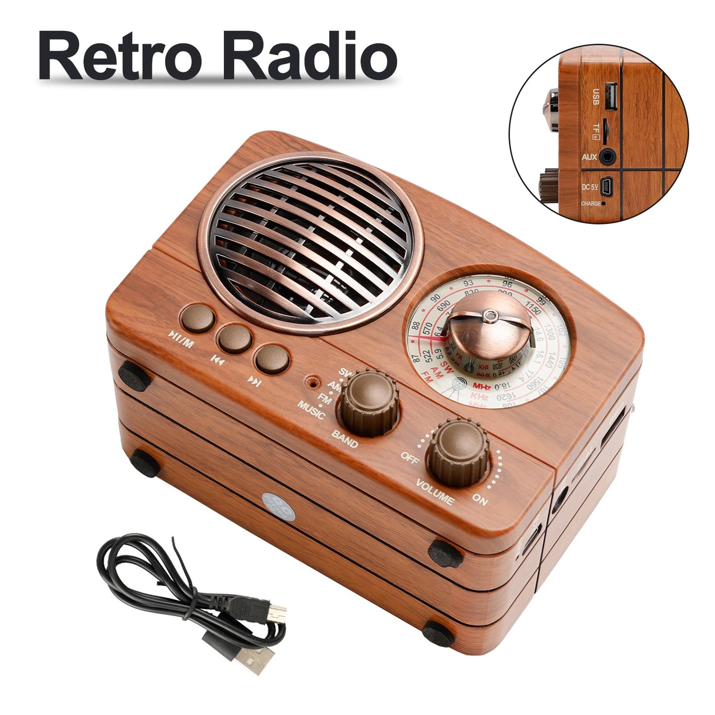Retro Bluetooth Speaker – Vintage Style Mini Radio with Multifunction Music Player for Home & Travel