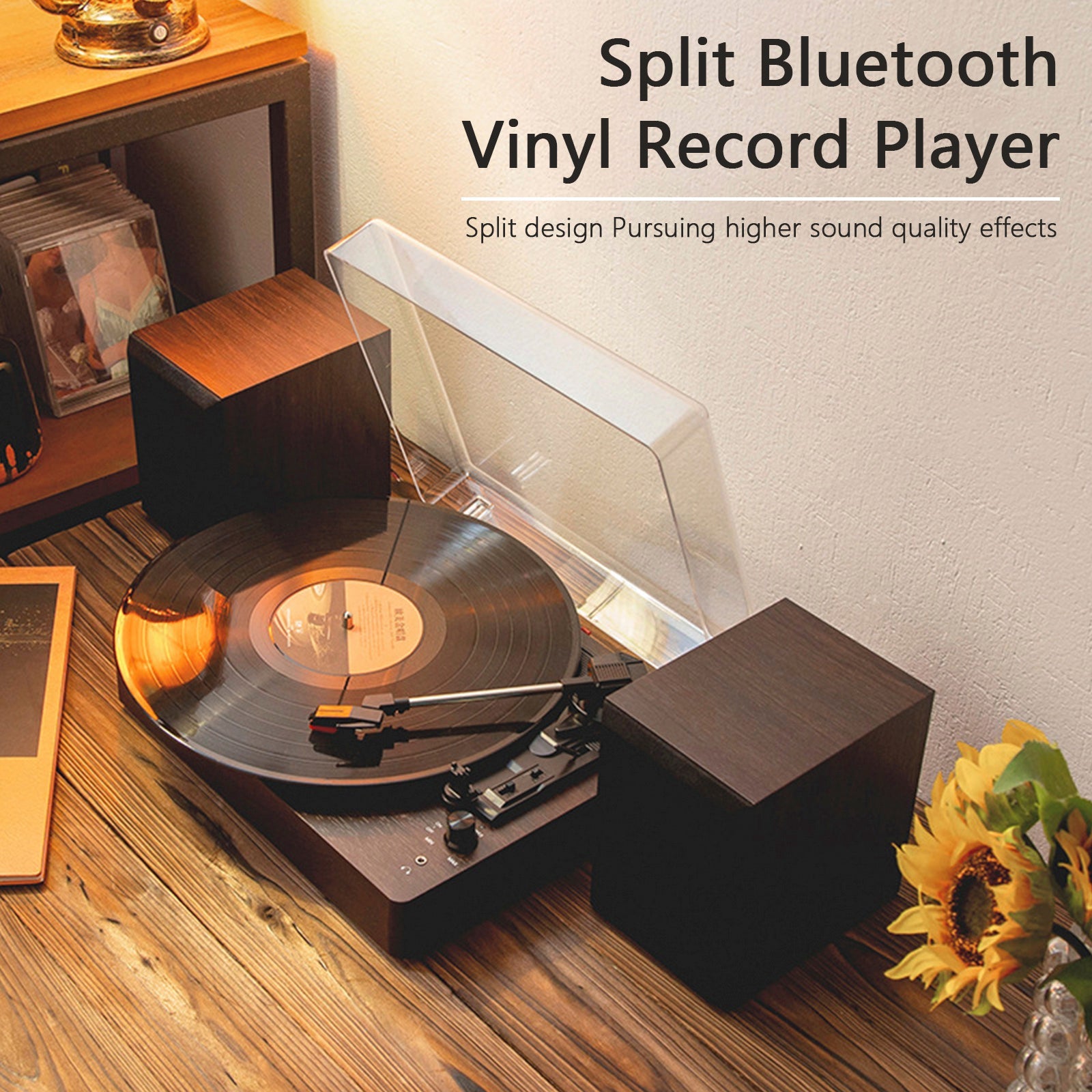 Bluetooth Vintage Record Player with Speakers, 3-Speed Turntable Vinyl Player for Home Use