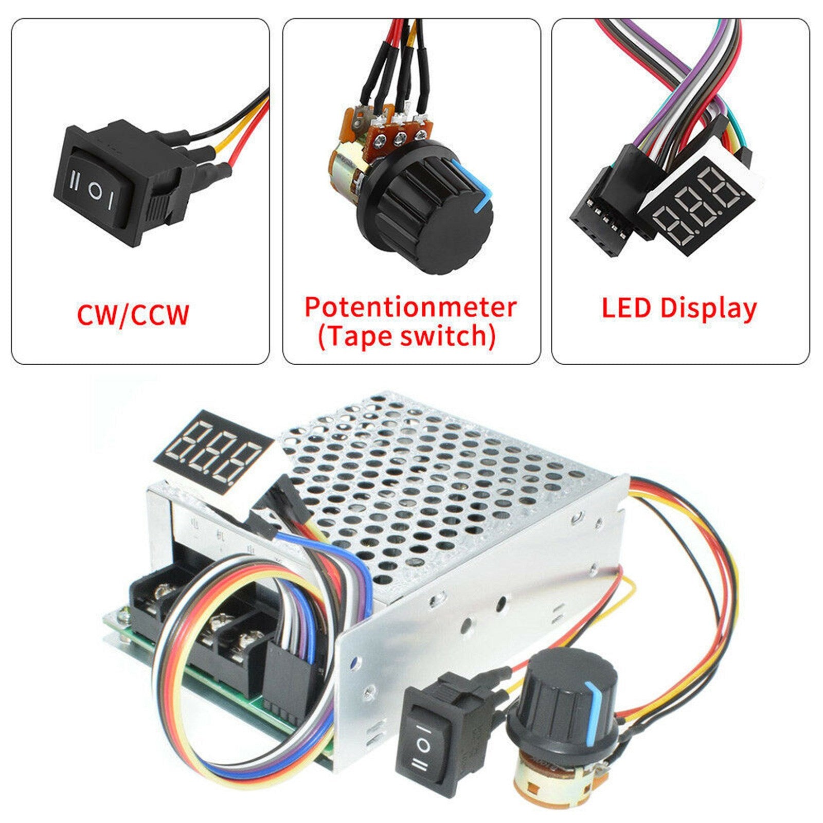 DC 10-55V MAX 60A PWM Motor Speed Controller CW CCW Reversible 12V 24V 36V