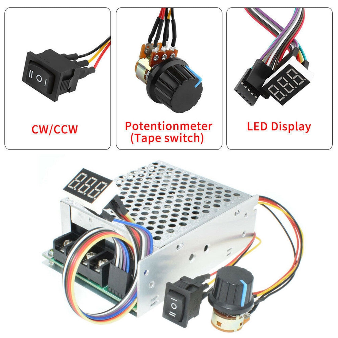 DC 10-55V MAX 60A PWM Motor Speed Controller CW CCW Reversible 12V 24V 36V