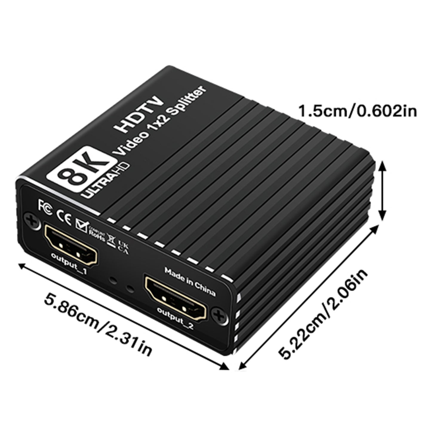 8K HDMI 1 to 2 Splitter HD2.1 8K60hz/4K120/1080P240hz EDID Mirroring Two Screens