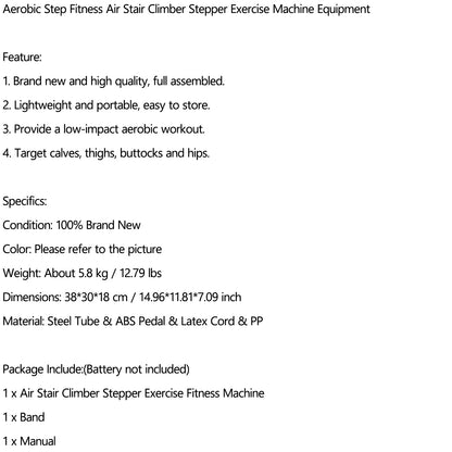 Aerobic Step Fitness Air Stair Climber Stepper Exercise Machine Equipment