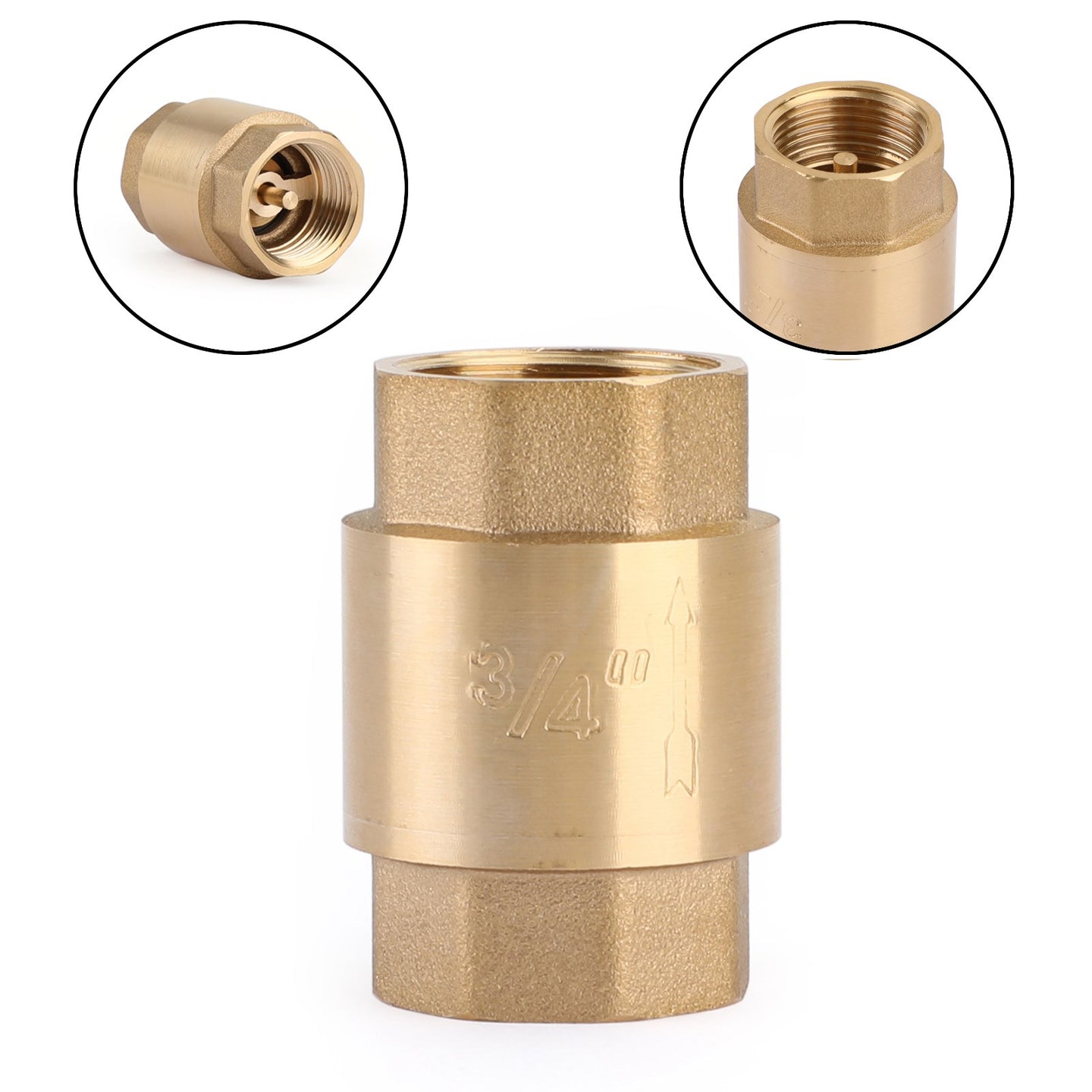 DN20 3/4" NPT In-Line Check Valve Brass Spring Loaded Inline 200PSI