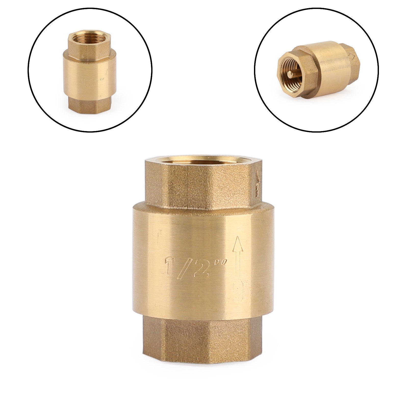 DN15 1/2" NPT In-Line Check Valve Brass Spring Loaded Inline 200PSI