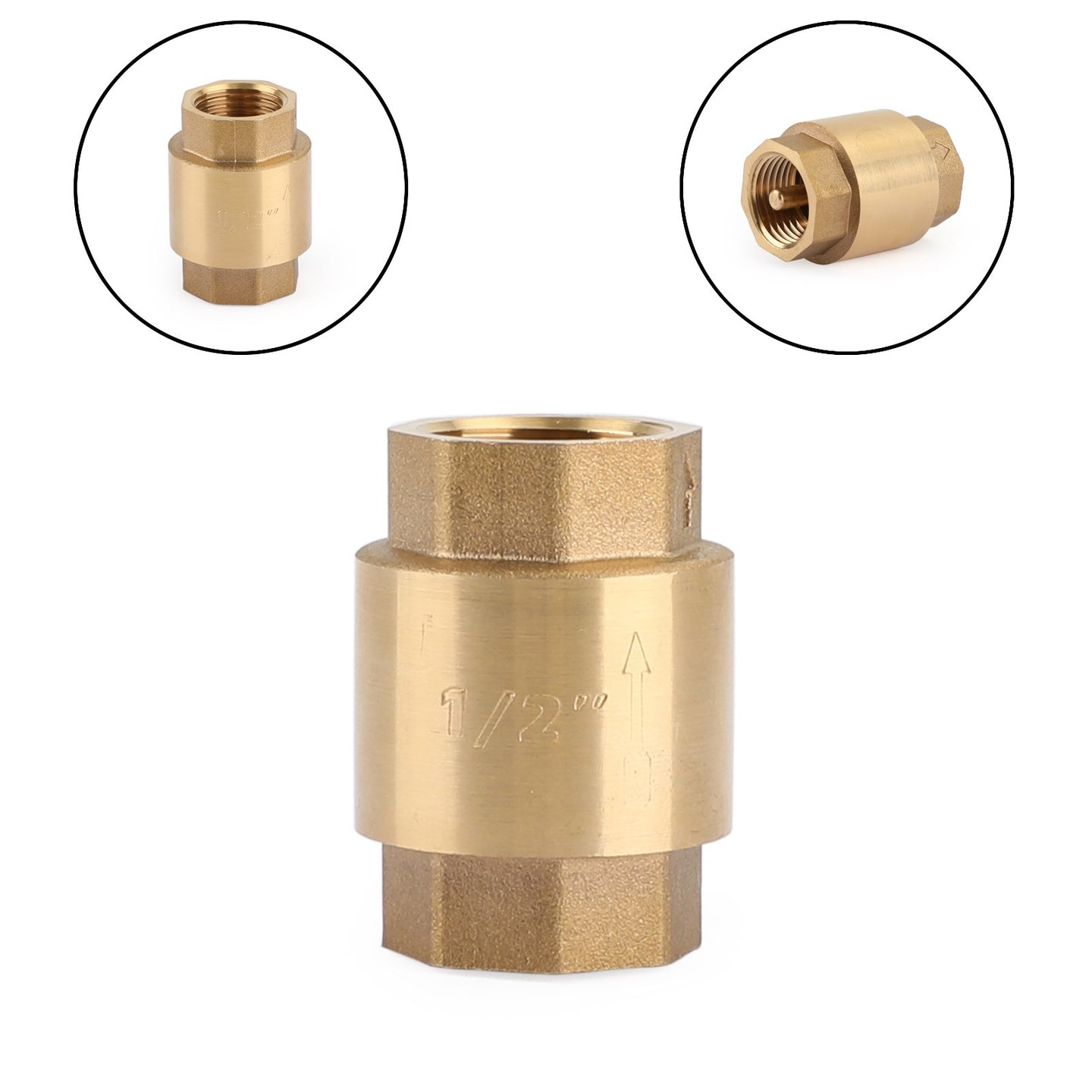 DN15 1/2" NPT In-Line Check Valve Brass Spring Loaded Inline 200PSI