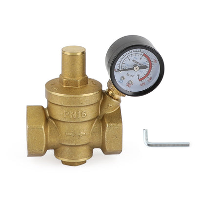 DN25 1" Brass Adjustable Water Pressure Reducing Regulator Valves With Gauge