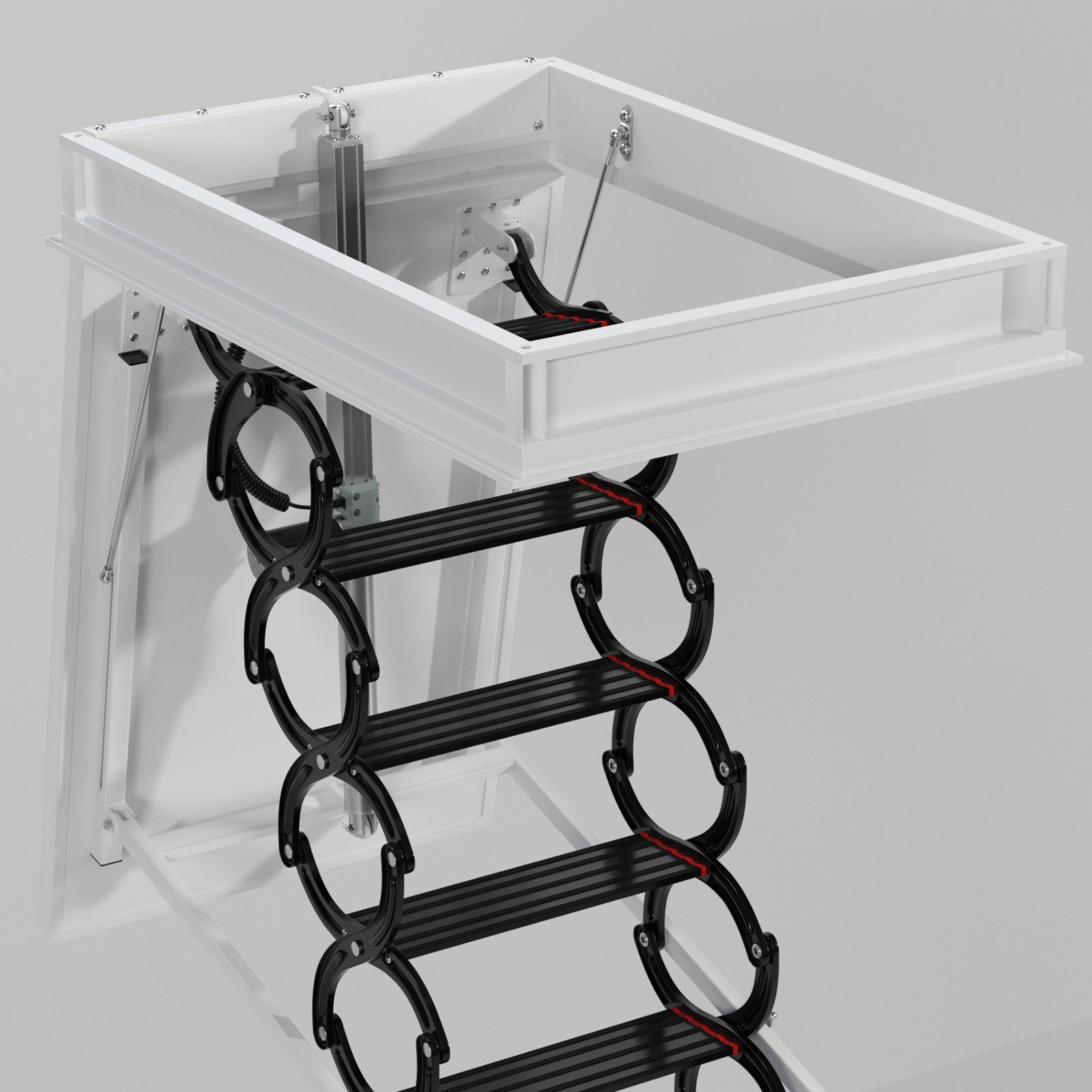 Electric Folding Attic Ladder, 13-Step for up to 11.8ft Ceilings, Fits 35" x 27.5" Opening, 500 lbs Capacity (Black)