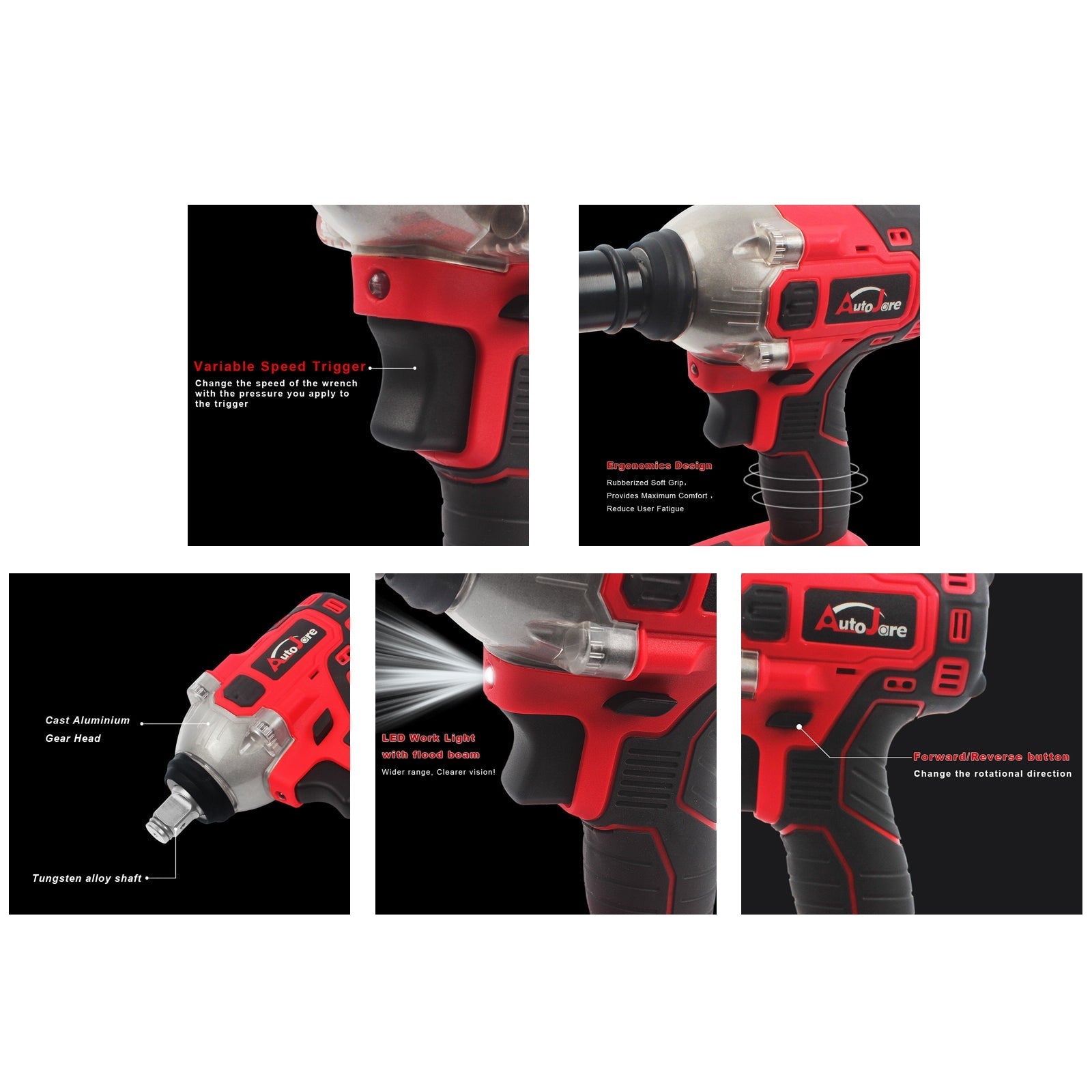 21V Cordless Impact Wrench 1/2" Brushless - High Power Ratchet Gun with Battery Kit