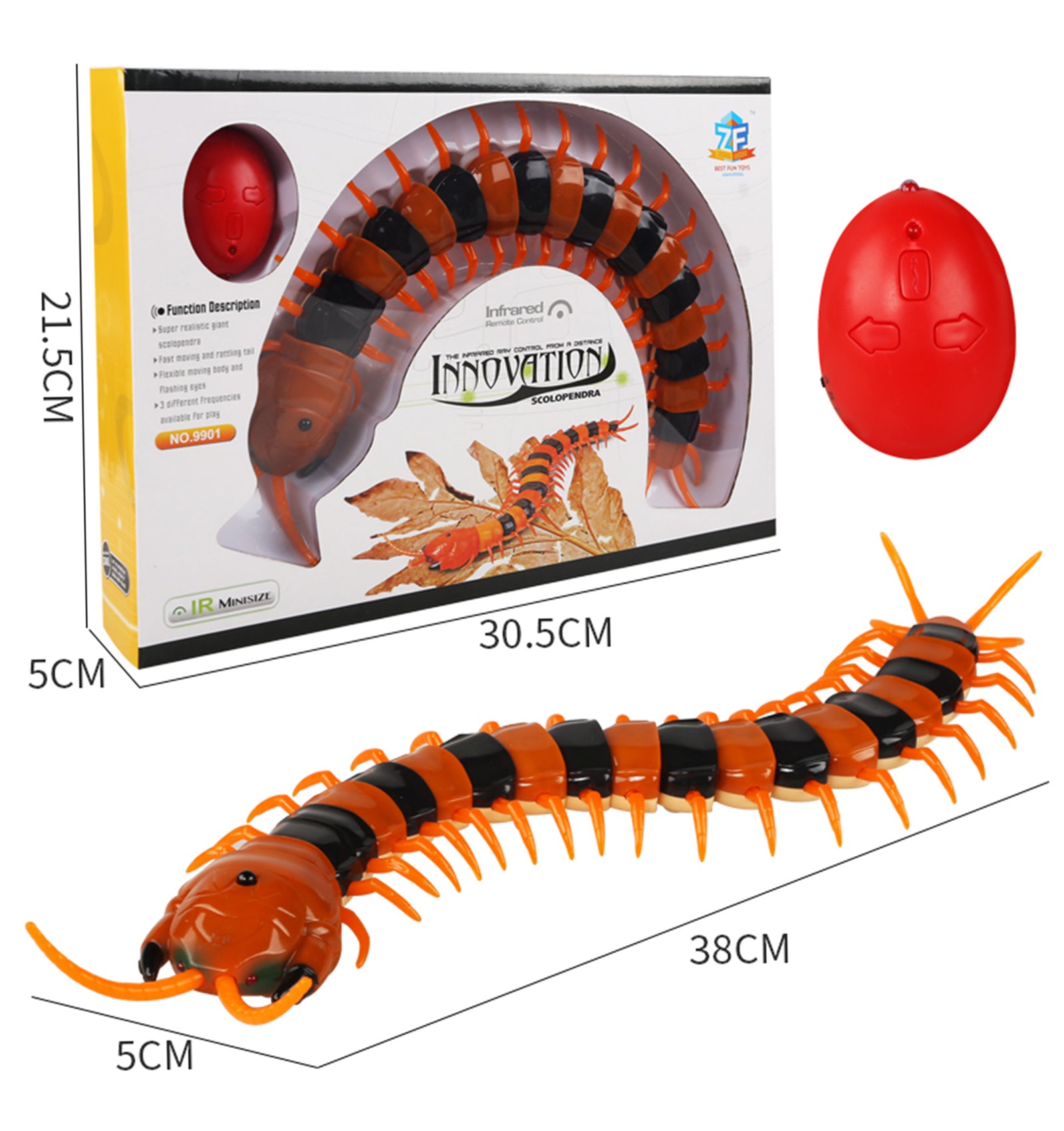 Remote Control Centipede Infrared Animal Electric Toy Kid Christmas Gift BLK US