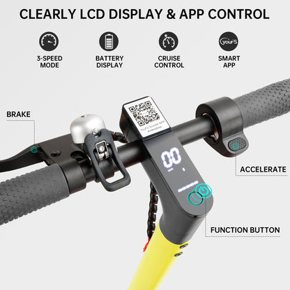 8.5" Folding Electric Scooter With app 350W 35KM Range 30km/h City Commute Yellow (Copy)