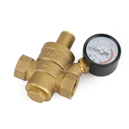 DN15 Brass Adjustable 1/2 Water Pressure Regulator Reducer With Gauge Meter
