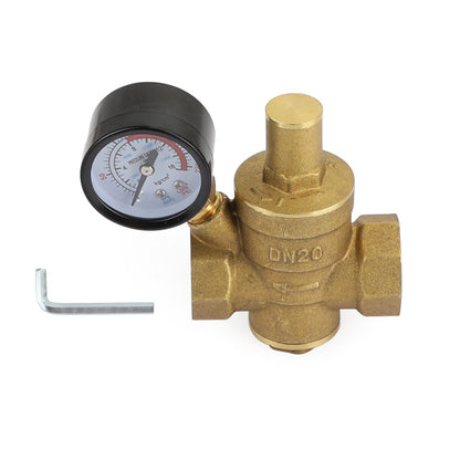 DN20 3/4" Brass Adjustable Water Pressure Reducing Regulator Valves With Gauge
