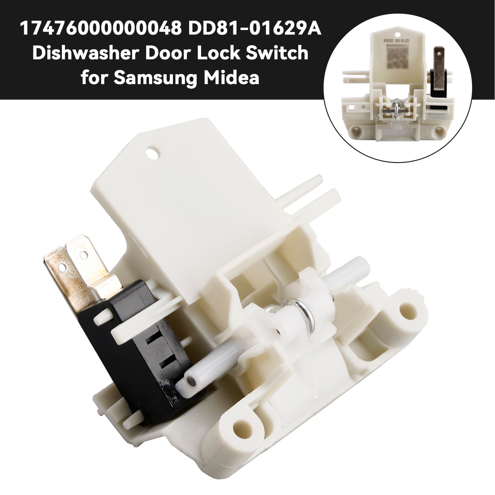 Dishwasher Door Lock Switch for Samsung, Midea, Insignia & Hoover, Replaces 17476000000048, AP7175456