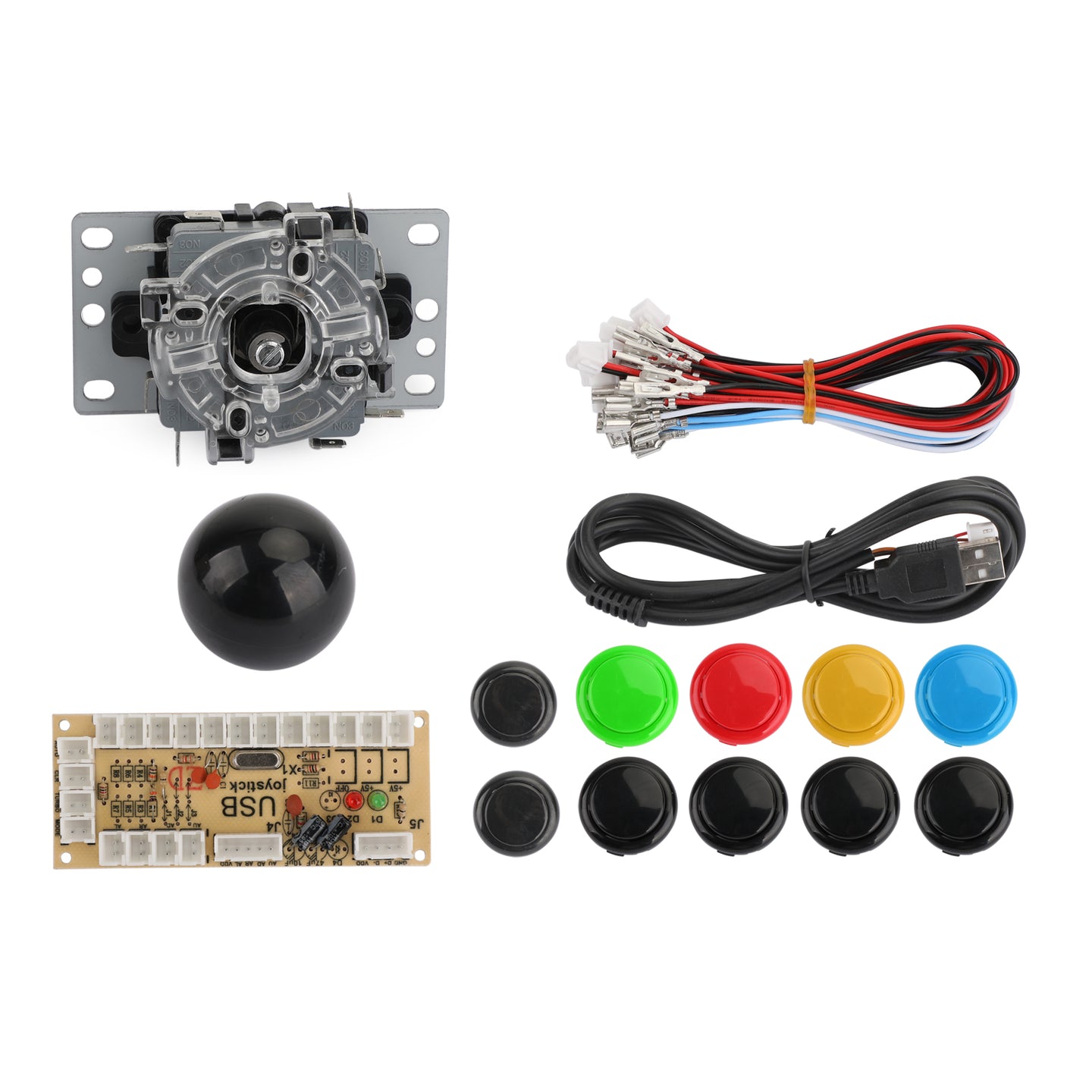 Buttons+Joystick+USB Encoder Arcade Game DIY 3in1 Kits 0 Delay Fit for MAME PC