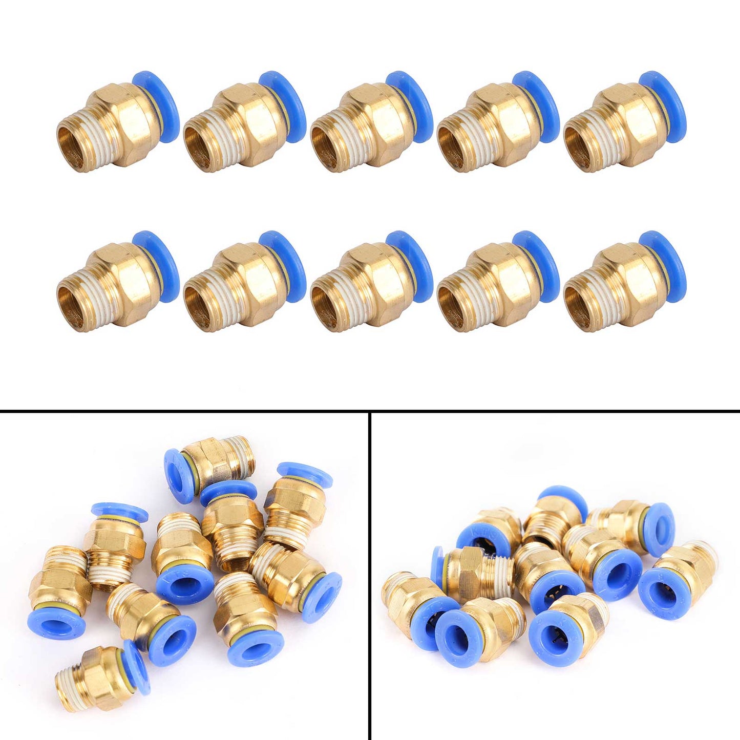 Male Straight Push In To Connect Air Fitting Tube OD 4/6mm x NPT 1/4 1/8", 6mm / 1/8"