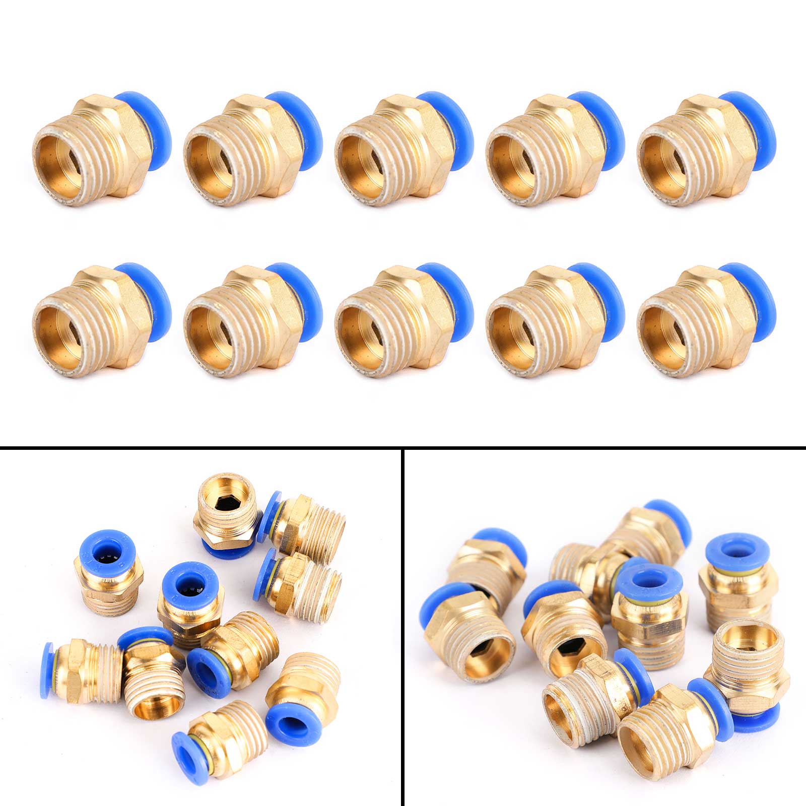 Male Straight Push In To Connect Air Fitting Tube OD 4/6mm x NPT 1/4 1/8", 6mm / 1/4"