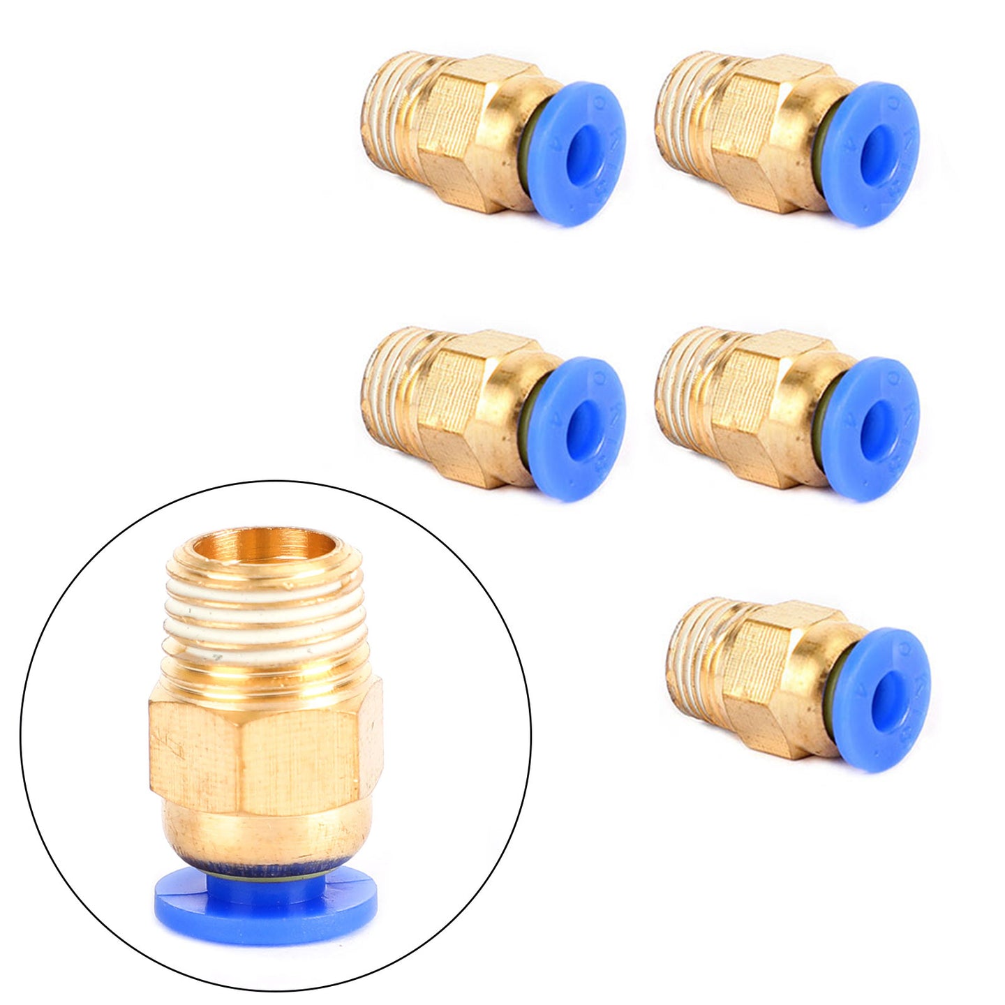 5Pcs Male Straight Push In To Connect Air Fitting Tube OD 4mm x NPT 1/8"