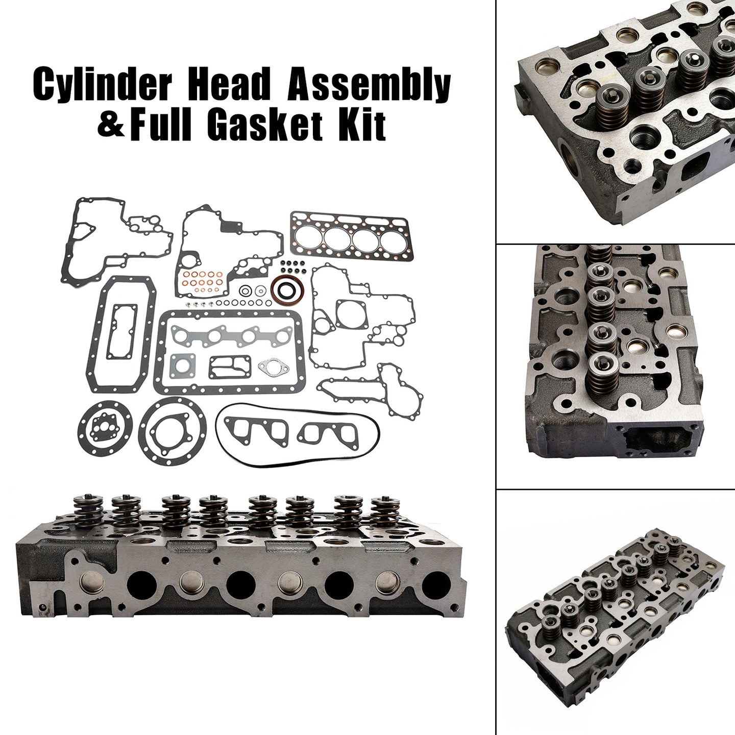 Complete Engine Cylinder Head with Valve Spring & Gasket Kit for Kubota V1902 Engine