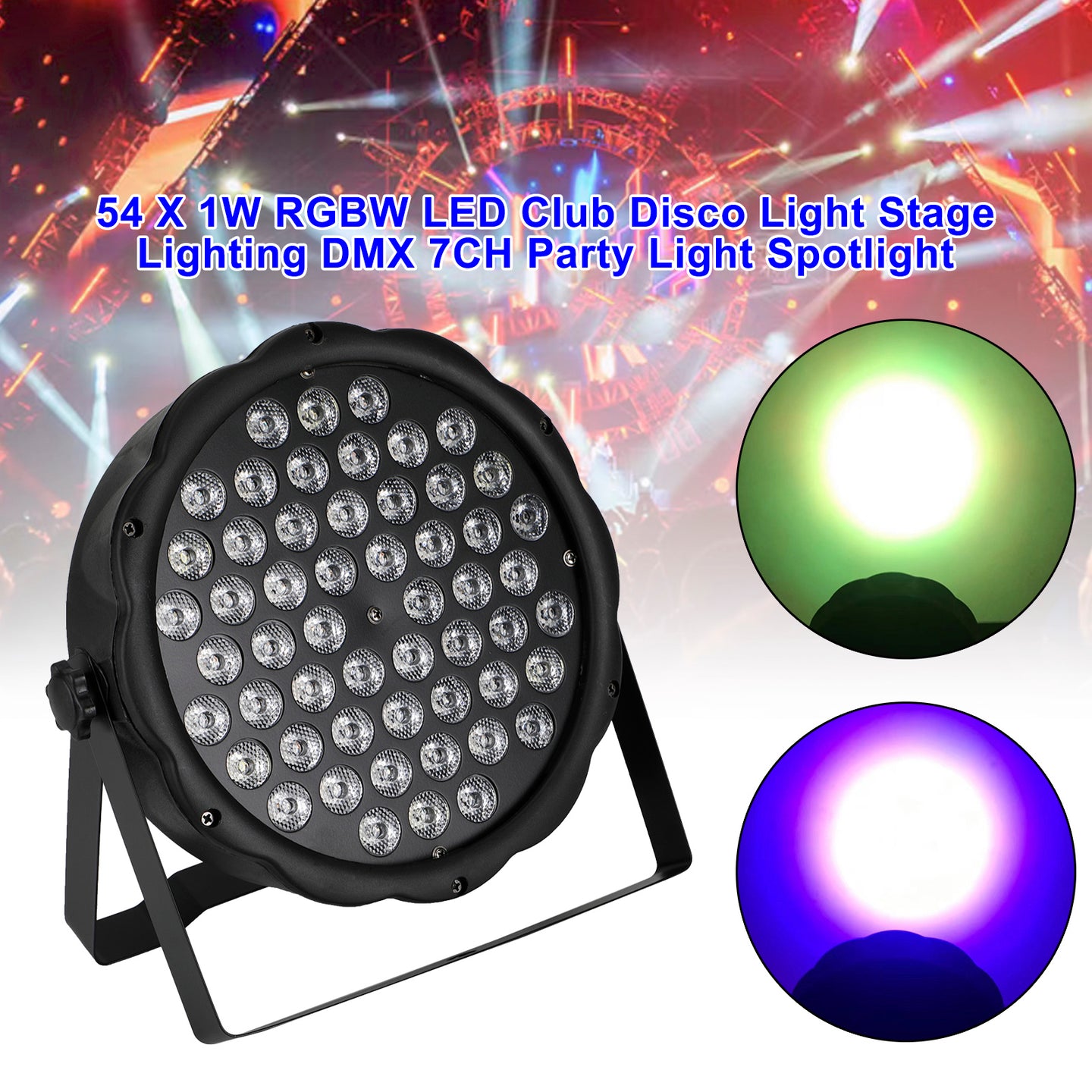 54 X 1W RGBW LED Club Disco Light Stage Lighting DMX 7CH Party Light Spotlight