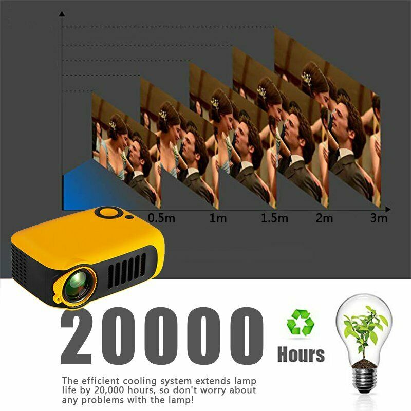 A2000 Mini Projector, 800 Lumens Portable 1080P Supported LCD Video Projector with Speaker, HDMI & USB for Movies