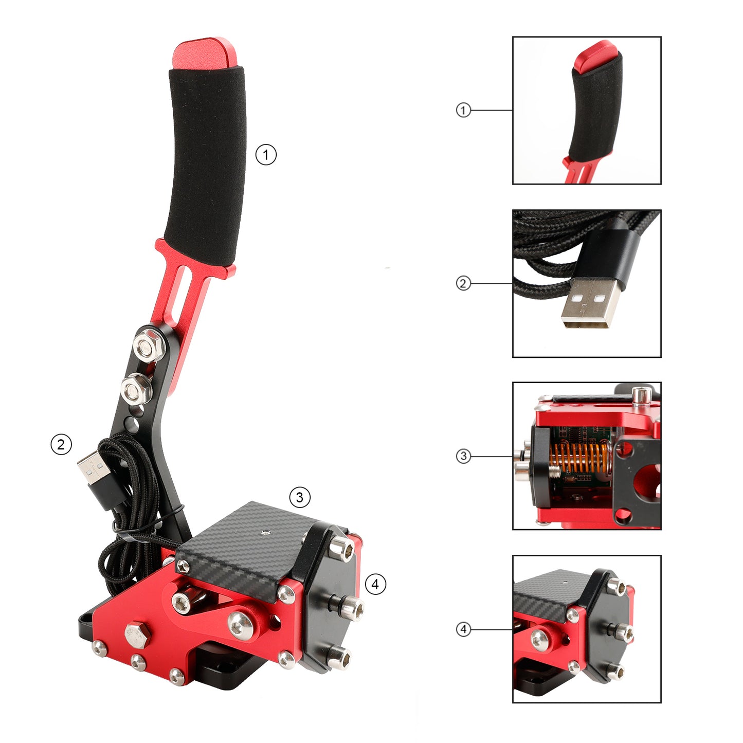 14Bit USB3.0 Handbrake for Racing Games Steering Wheel Stand G27/G29 G920 PC Red