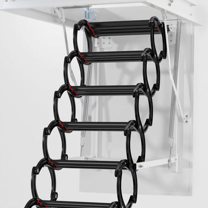 11-Step Folding Attic Ladder for 39.4" x 27.5" Opening, 660 lbs Capacity Pulldown Ceiling Stairs, up to 9.84ft Floor Height (Upgraded)