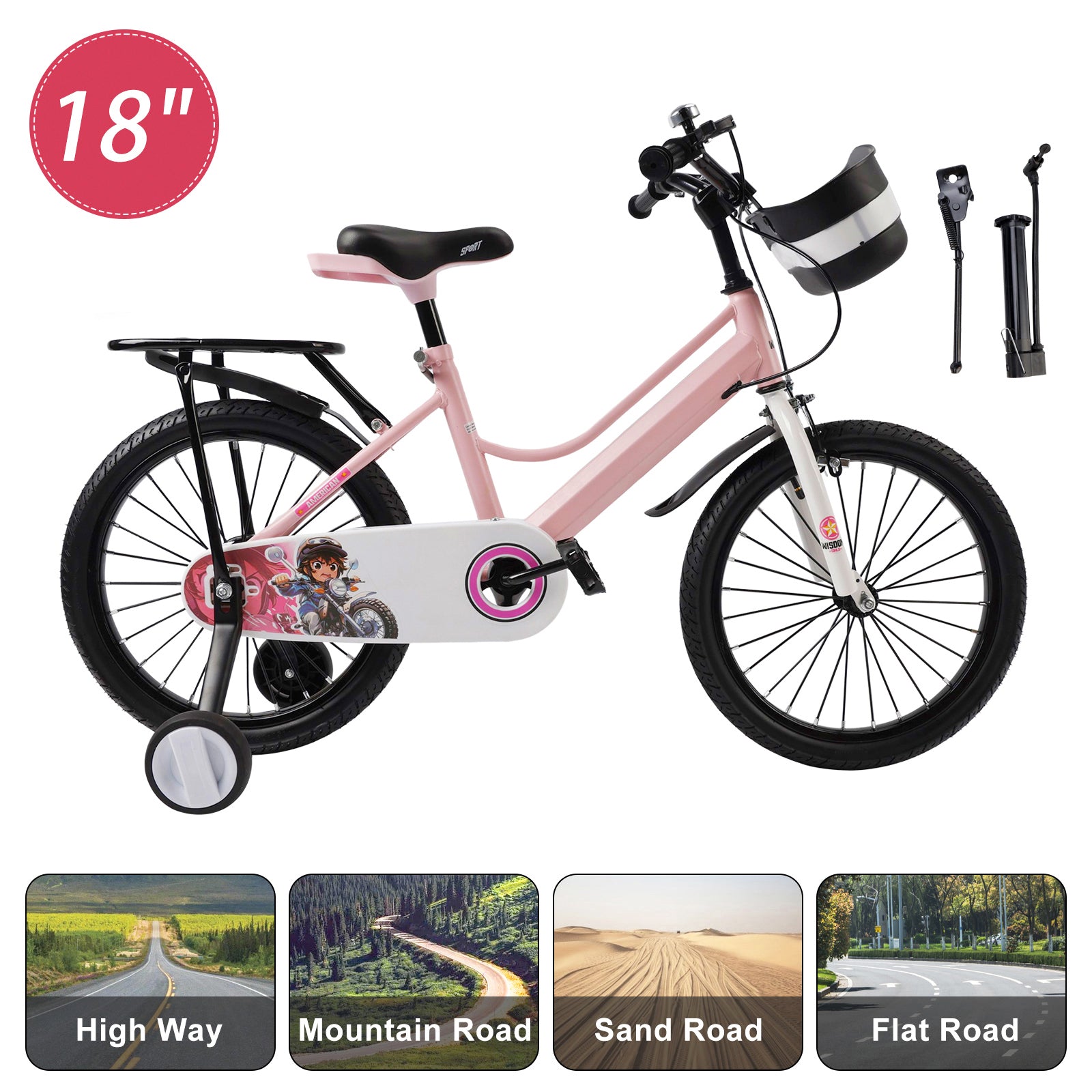 16" Kids Bike for Boys and Girls with auxiliary wheels & Rack Dark Blue