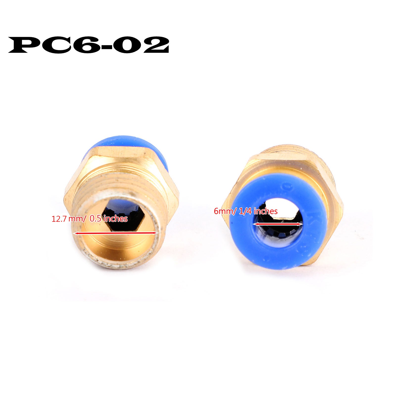 Male Straight Push In To Connect Air Fitting Tube OD 4/6mm x NPT 1/4 1/8", 6mm / 1/4"
