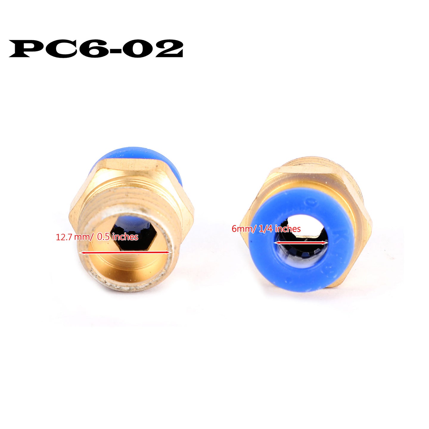 Male Straight Push In To Connect Air Fitting Tube OD 4/6mm x NPT 1/4 1/8", 6mm / 1/4"
