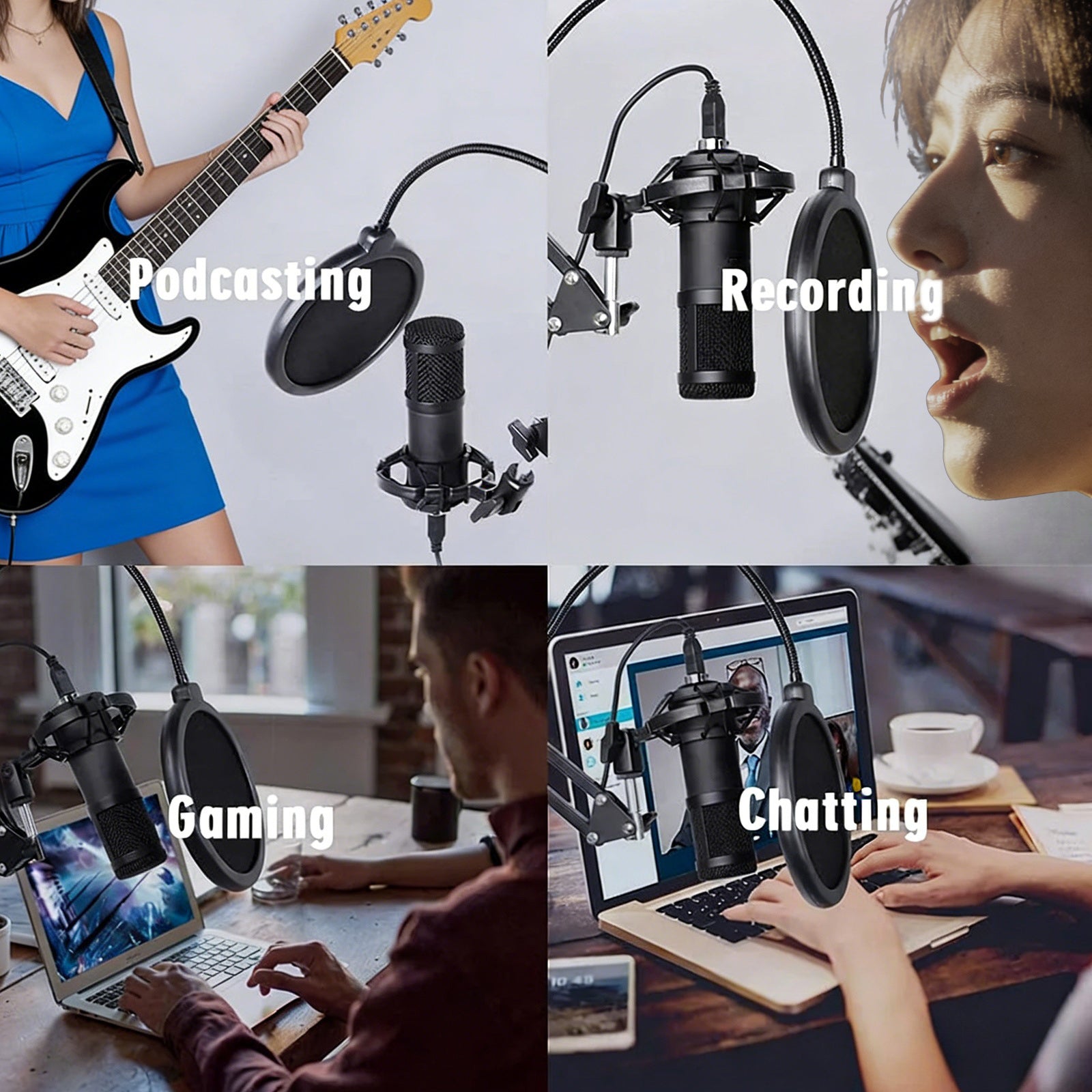 BM800 USB Condenser Microphone for PC Studio Microphone Kit Podcasting Recording