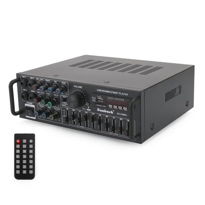 ☆2000W Bluetooth HiFi Power Amplifier Karaoke USB EQ Mixer SUNBUCK with Remote Control for Car and Home