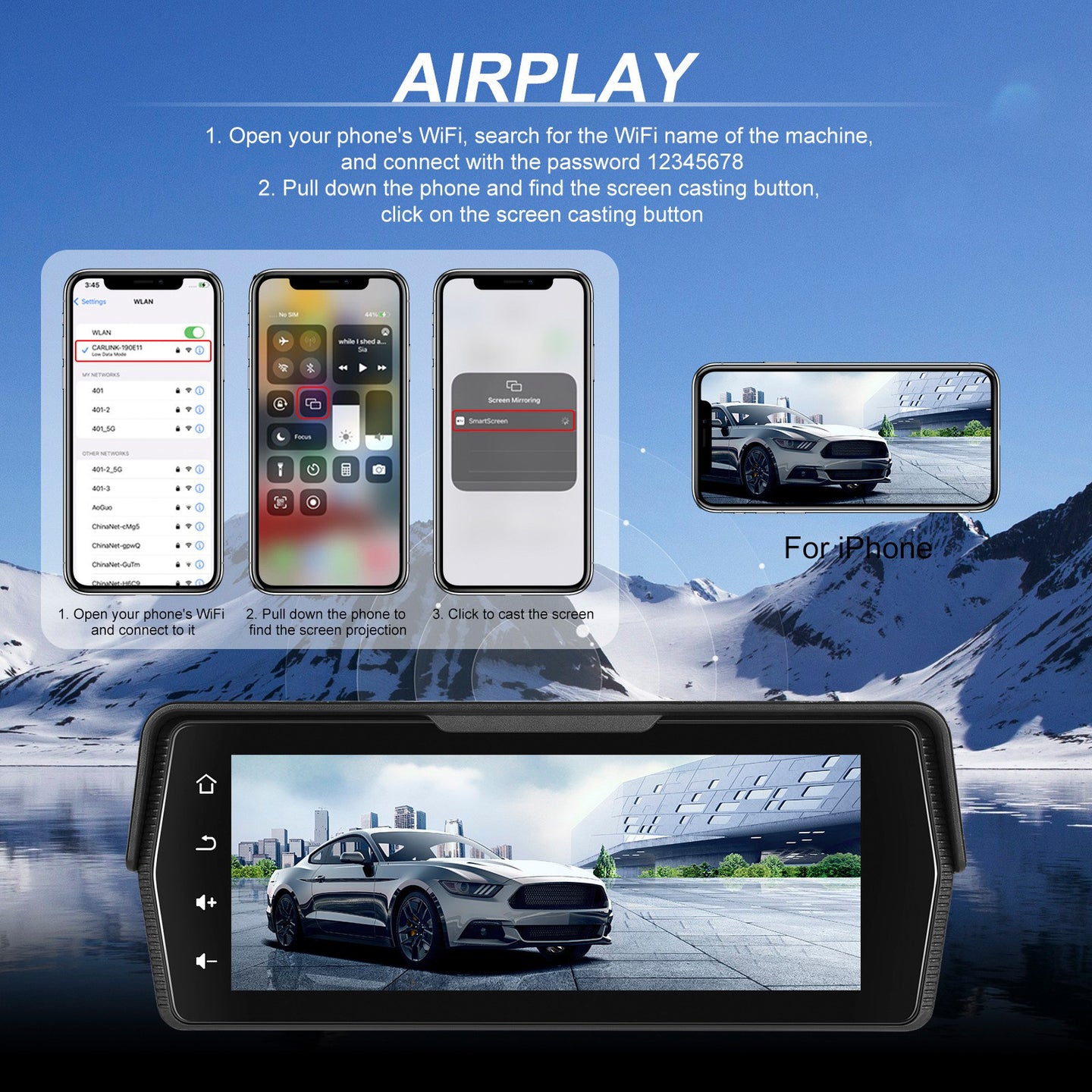 6.86-inch PND Supports Dual Recording Wireless CarPlay Android for Motorcycles