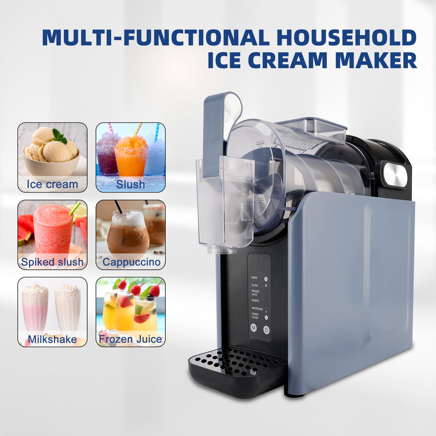 AC120V 2L Slushy Machine No Ice Needed Frozen Drink Maker 5 Preset Programs