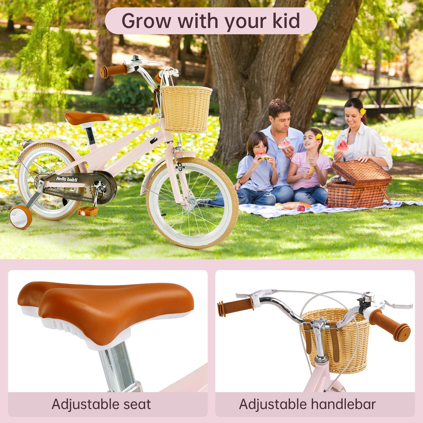 16 inches Kid's Bike Child Bicycle for Ages 7-9 Years Boys and Girls with Basket