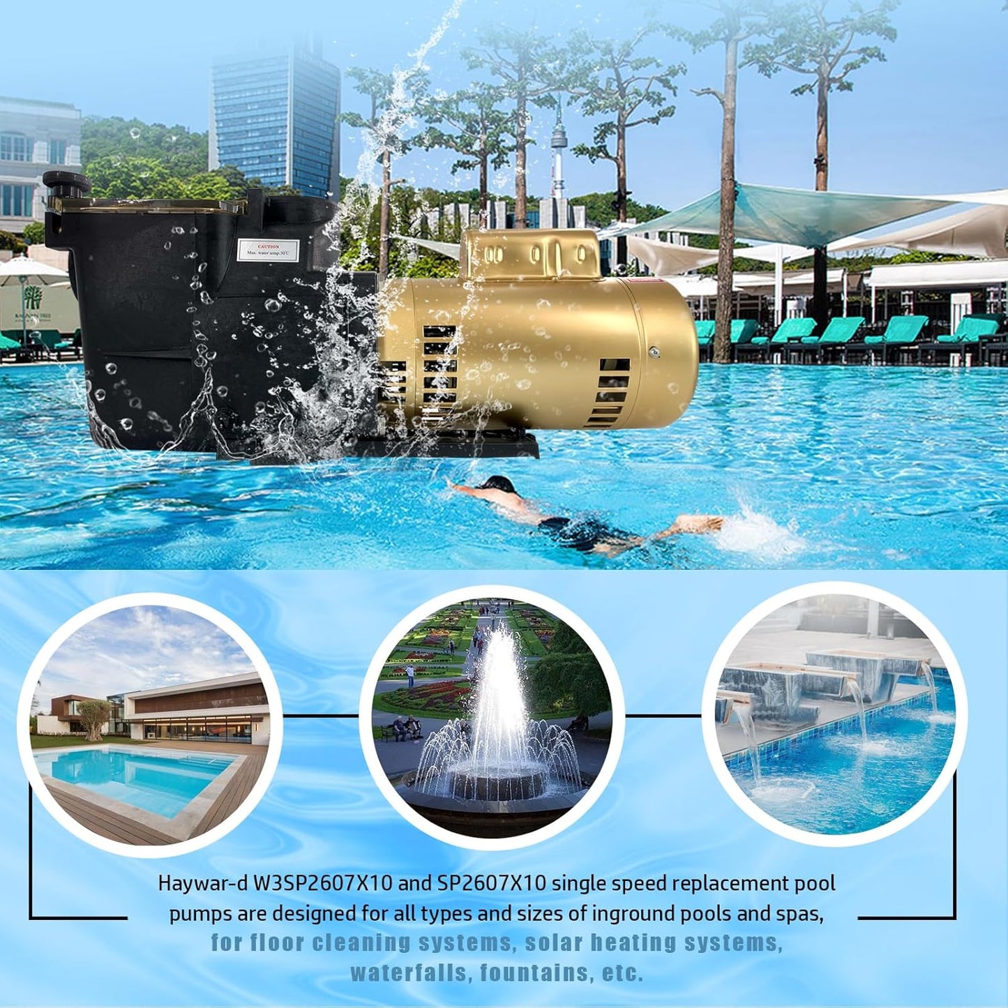 W3SP2607X10 230V For Hayward Pool Pump Energy Efficient Pool Pump 1 HP