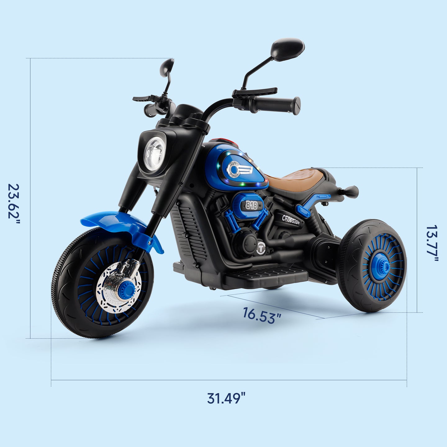 3-Wheel 6V Kids Ride-On Motorcycle with Music & Lights – Blue (Copy)