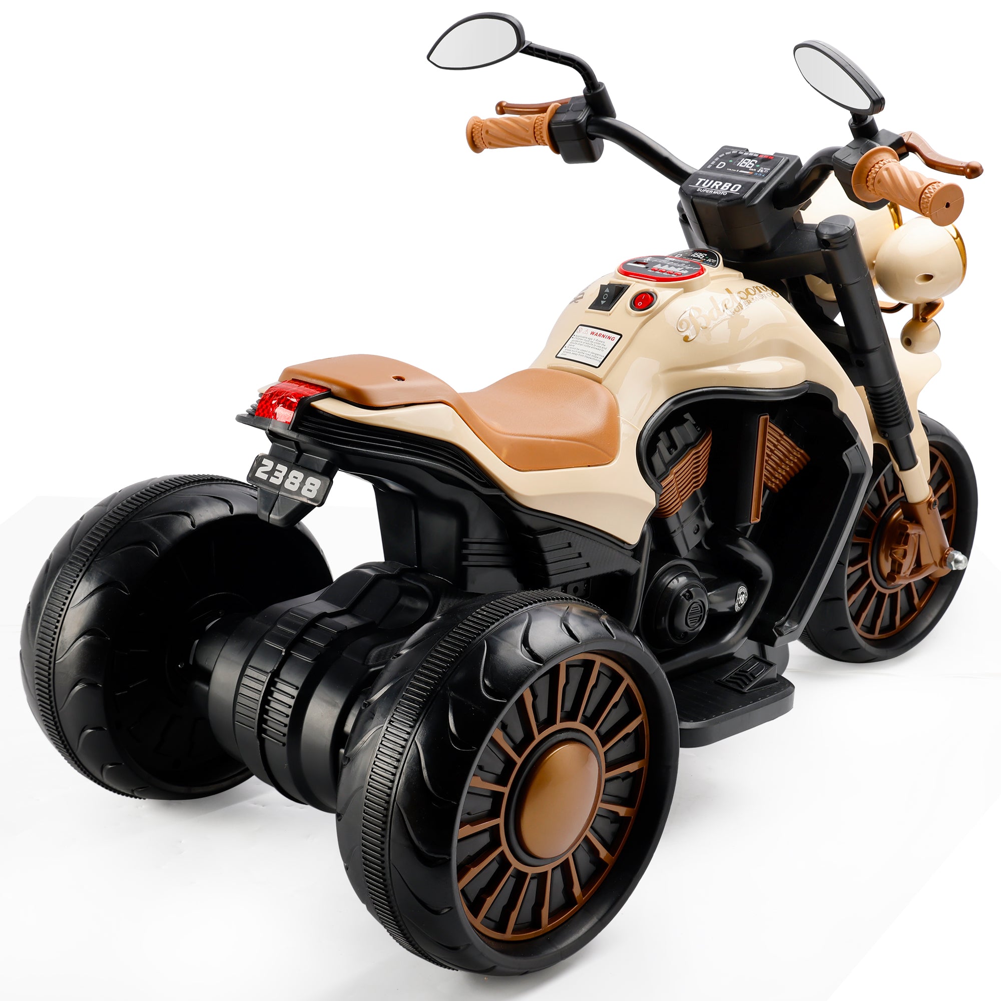 3-Wheel Kids Ride-On Motorcycle, Electric Dual-Drive w/ LED Lights (Black), Ages 1–8 (Copy)