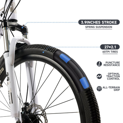 27.5 inches Mountain Bike 21 Speed Bikes With Lock+Air Pump