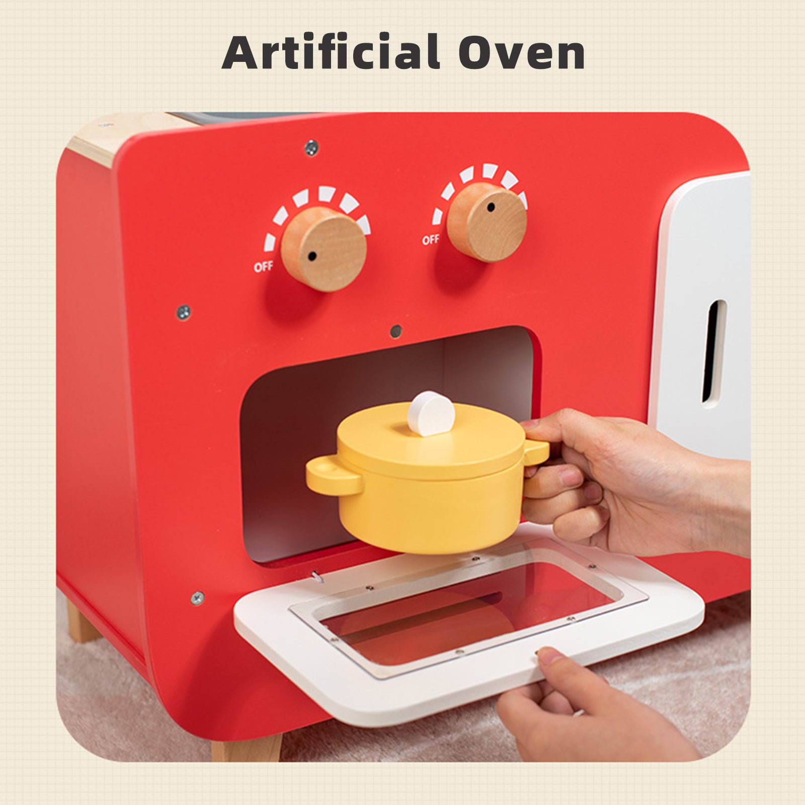 Red Play Kitchen Set Toy With Washing Machine And Oven Gift For Kid Age 3+