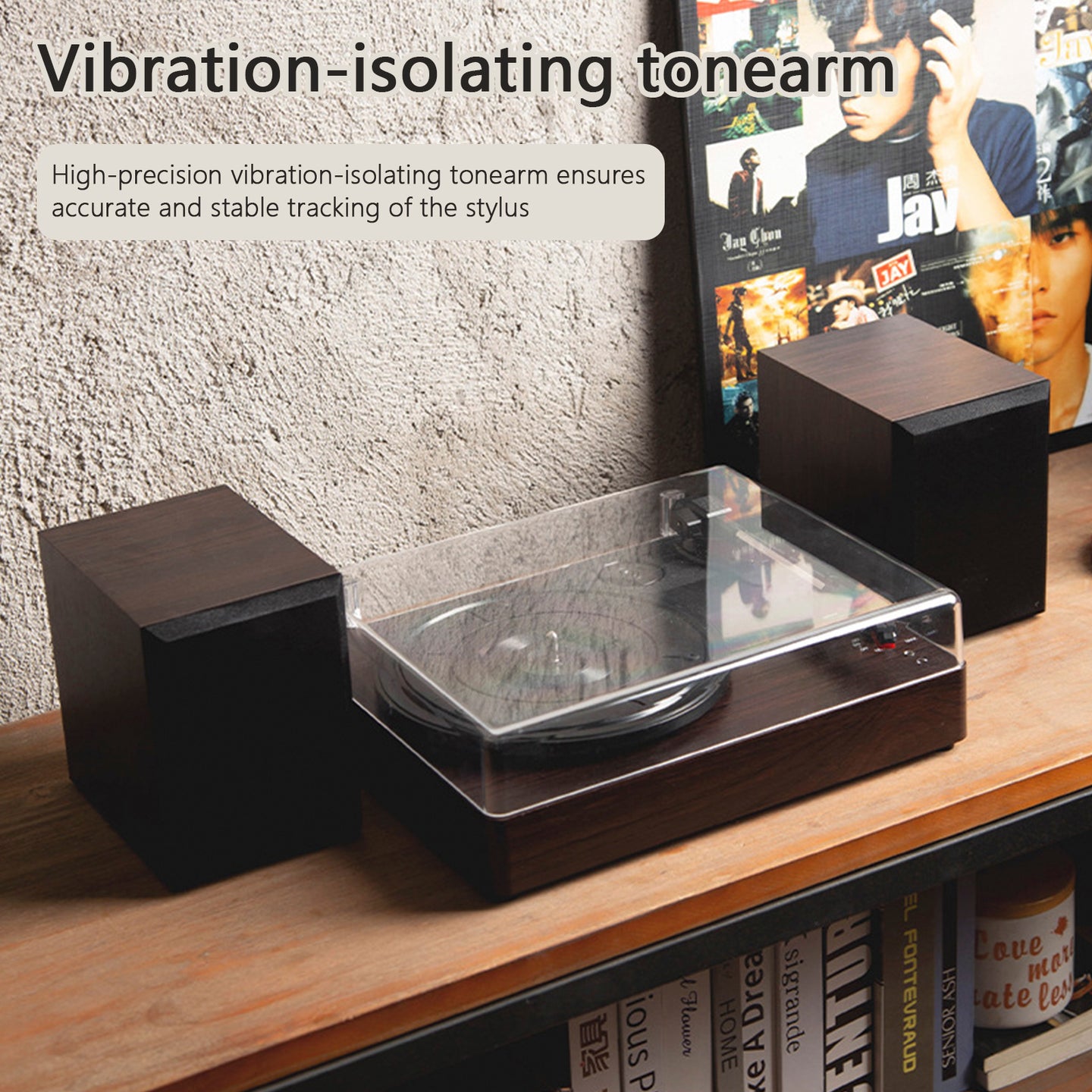 Retro 3-Speed Bluetooth Turntable with 2 Matching Stereo Speakers, Vintage Vinyl Record Player System for Home Audio