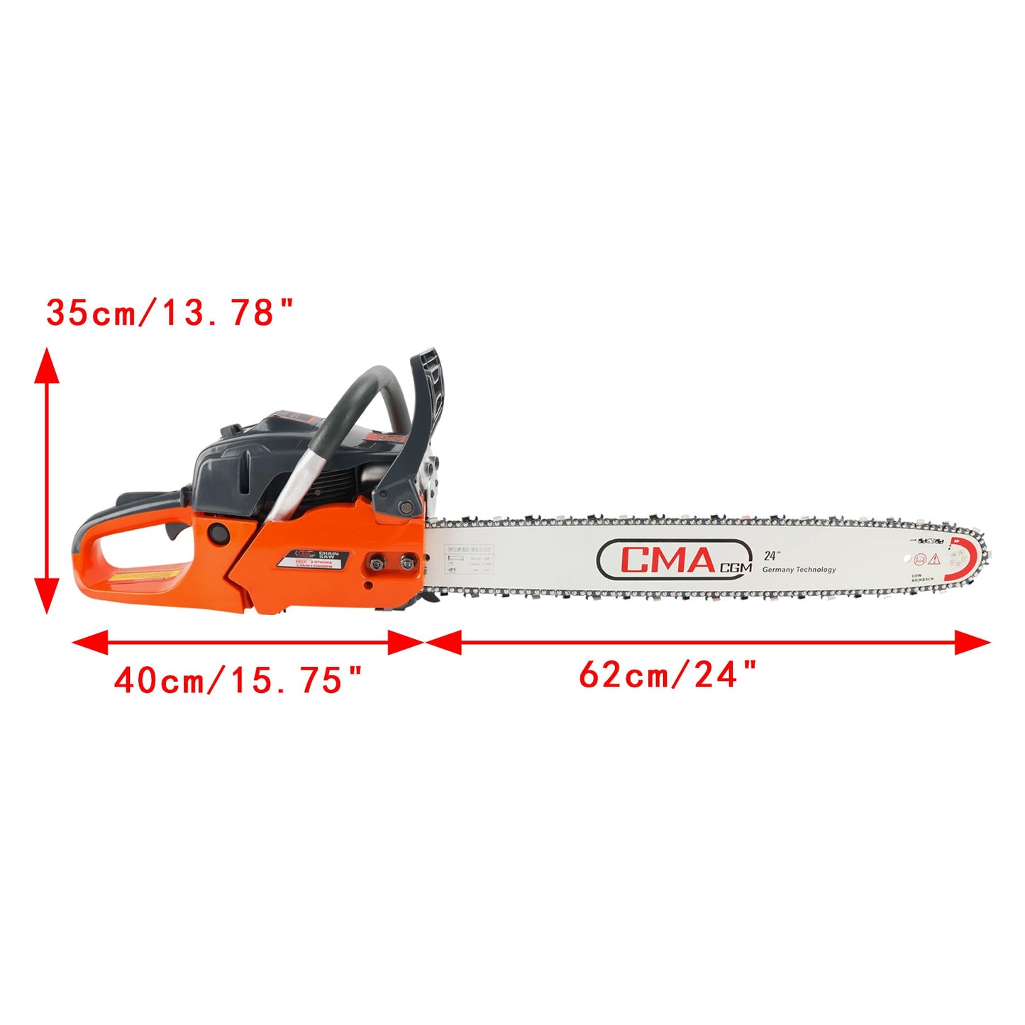 24inch 68CC Gasoline Chainsaw Cutting Wood Gas Sawing Aluminum Crankcase Chain Saw